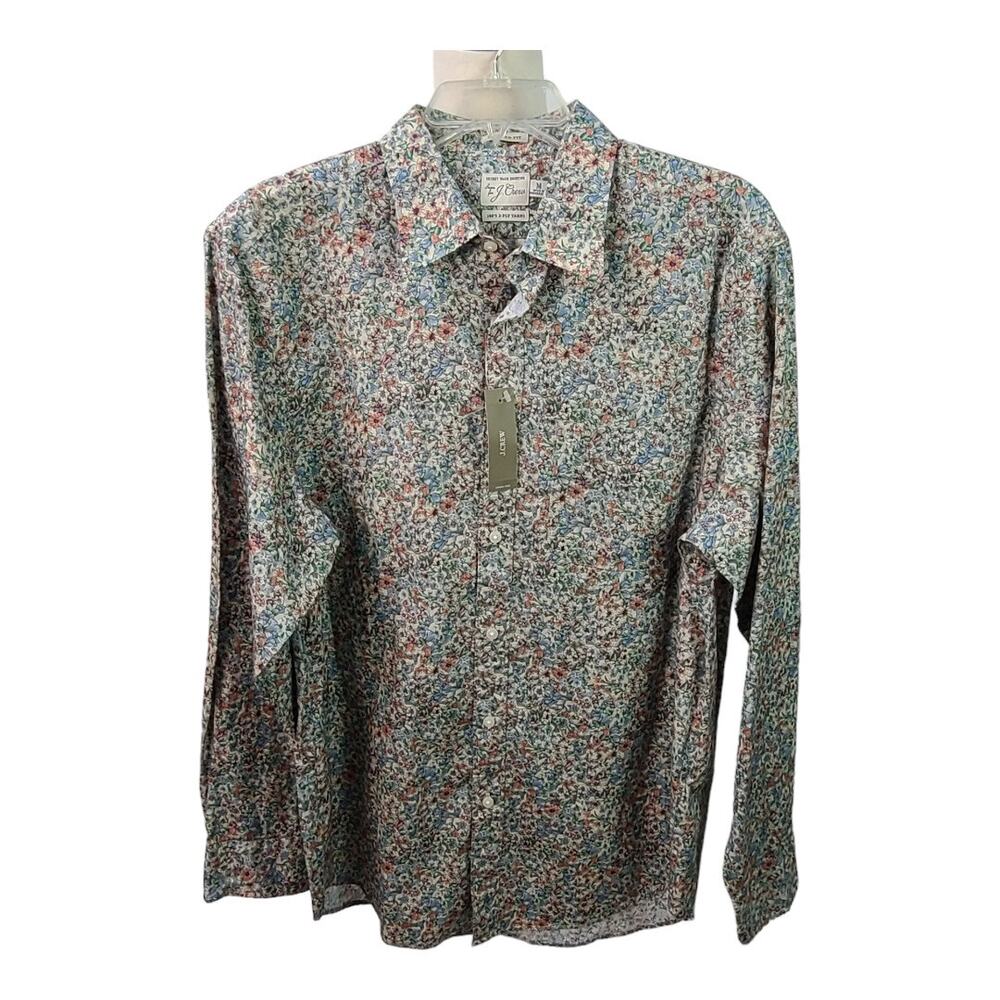 J Crew Red Blue Cream Secret Wash Men's Button Down Shirt Medium NEW